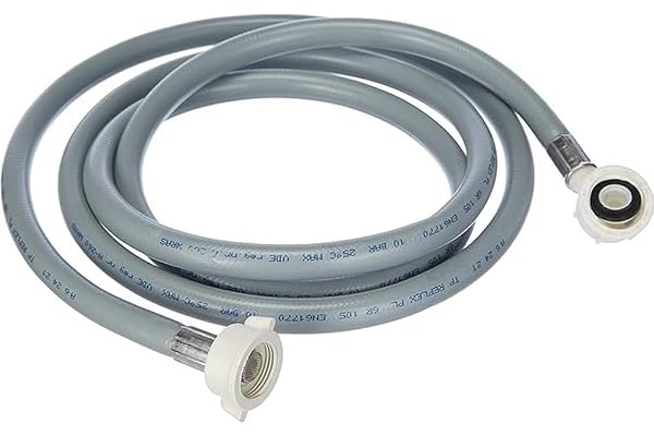 Xavax Tuyau d'Arrivée d'Eau Froide 2.5m (Tuyau Universel pour Lave Vaisselle, Lave-Linge, Connexion 3/4"(1,91 cm) Droit/Coudé Angle 90°) Gris