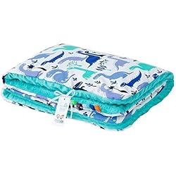 Sevira Kids - Couverture plaid bébé Minky - ultra douce - taille XXL 135x100 cm - Dino Turquoise