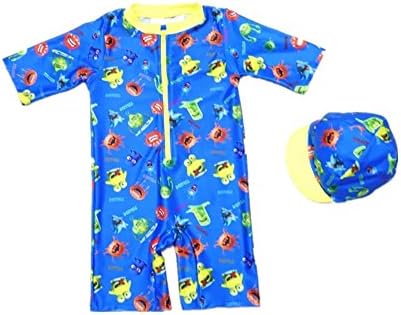 Zerci Baby Girls Boys Rash Guard Long Sleeve Swimming Costume With Swim Cap