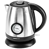 Look von gestern trifft Technik von heute: der kabellose Wasserkocher verfügt über eine automatische Abschaltung beim Erreichen des Siedepunkts und eine um 360 Grad drehbare Basisstation