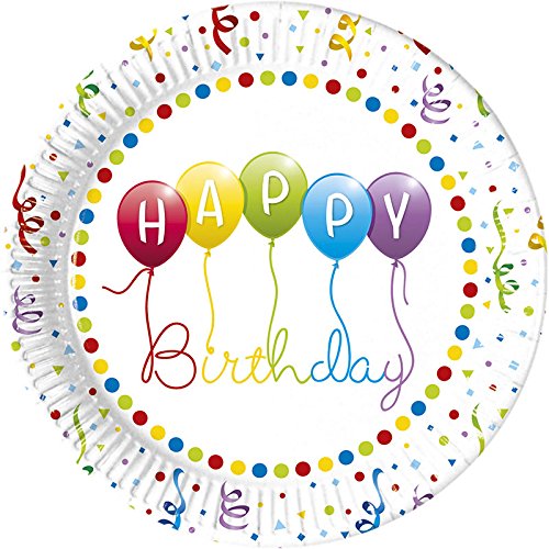 52-teiliges Party-Set Happy Birthday Streamers – Motiv: Luftballons – Teller Becher Servietten für 16 Kinder - 2