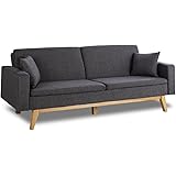 ZZ DON DESCANSO Reine - Sofá Cama 3 plazas, Tapizado en Tela, Sistema Apertura de Libro o Clic-clac, Incluye 2 Cojines, Color