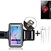 Produktbild TOP SET: Neopren Jogging Armband Sportarmband Oberarmband für ZTE Nubia Z9 Max, schwarz mit Reflektor Streifen + Ohrstöpsel. Fitness Lauf Armband