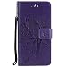 Produktbild HUAWEI Honor8 hülle PU Lederhülle Brieftasche Tasche Hüllen Prägung Baum und Katzen Flip Hülle im Bookstyle Cover Schale Ständer Etui Karten Slot mit Magnetverschluss Schutzhülle DECHYI case cover Lila
