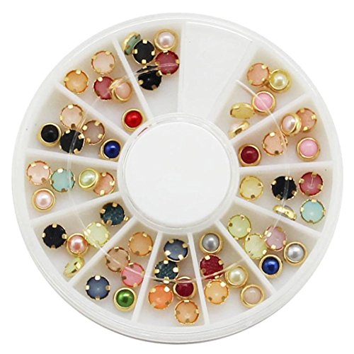 LHWY Wholesale 3D Acrylic Nail Art Tips Stud DIY Decoration Glitter Rhinestones Wheels