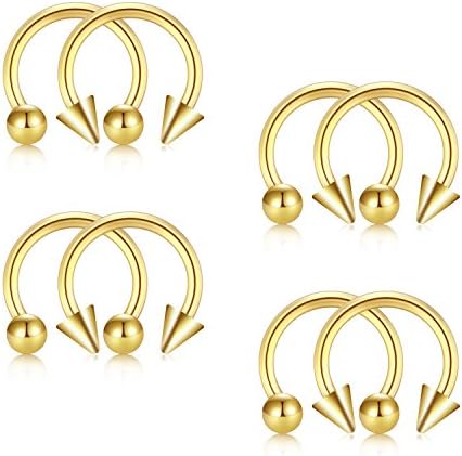 16G Horseshoe Eyebrow Rings Spike Fake Septum Nose Rings Piercing Tragus Lip Earrings Hoop 316L Surgical Steel