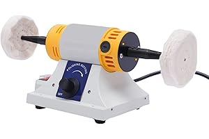 RIBASUBB Máquina pulidora de banco, multifuncional altamente efectivo con 2 * ruedas de tela Bloque de pulido de 320 W Bajo nivel de ruido 220 V máquina de pulir joyería herramienta de pulido de gemas de roca