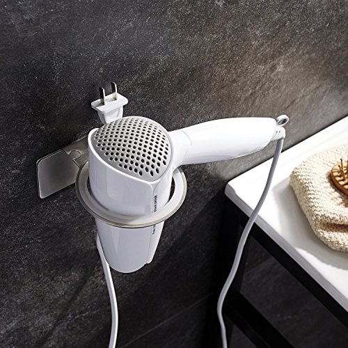 ZUNTO Selbstklebender Fönhalter gebürstetem Edelstahl Haartrocknerhalter Ohne Bohren in Hotel Baderzimmer - 3