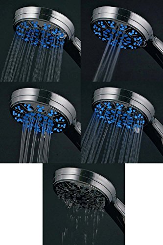 Led Handbrause Duschkopf Brause Duschbrause Handdusche Kopfbrause Farbwechsel mit 5 Strahlarten und LCD Temperatur Anzeige 3 verschiedene Farben - 3