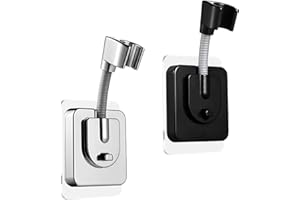 2 Pezzi Supporto Doccia Porta Doccino per Doccia, FORMVERSITY Supporto Soffione Doccia Supporto Soffione Doccia Regolabile, Supporto Doccia Adesivo Nero e Argento, Supporto a Muro per Doccetta