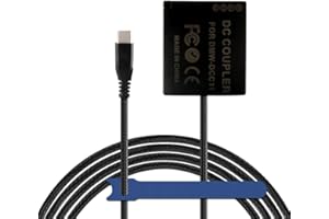 Camaisa Geflechtkabel Type-C zu DMW-DCC11 DC-Koppler BLG10 BLE9 Dummy-Akku für Panasonic DMC-GF5 GF6 GX80 GX85 LX100K GX7 GX9 TZ80 ZS60 TZ85 G100