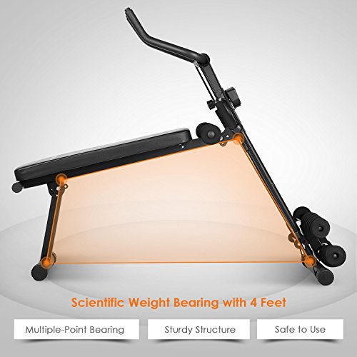 INTEY Sit Up Bank klappbare Trainingsbank, 6 in 1 Multifunktions-Hantelbänke für Sit-up, Verstellbare Bauchtrainer mit Expander und LED Trainingscomputer für den Heimgebrauch, Schwarz - 3