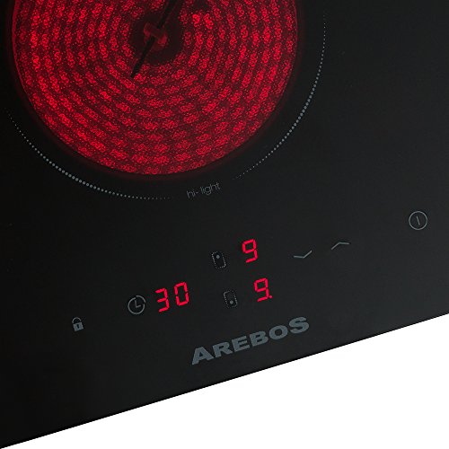 Arebos® Glaskeramikkochfeld 2 Platten Ceran Glaskeramik autark Kochfeld Sensor Touch - 3