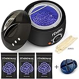 Wax Heater, FEMIRO Hair Removal Waxing Kit for Women Men Painless Electric Wax Warmer with 4 Bags Hard Wax (3.5oz/Bag) 20 Waxing Spatulas