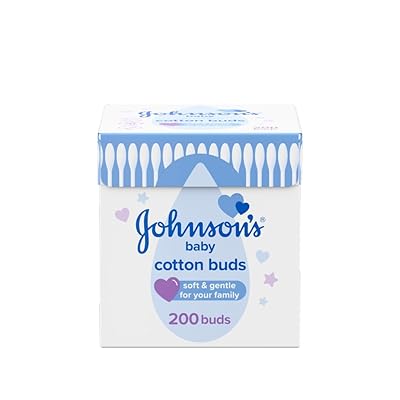 Johnson's Baby Cotton Buds (1 x Pack of 200) Soft & Gentle Ear Buds for Delicate Skin, Made of 100%...