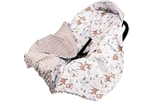 Infantilo Universal Baby Boy Baby Girl Hooded Cosy Toes for Car Seat Blanket Wrap for Babies with Hood Baby with Holes for 3-Point Harness Straps Pushchair, Pram, footmuff (Little Deer)