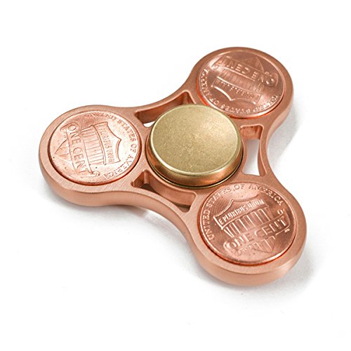 VIKYLIN Tri-Spinner Fidget Toy Red Copper with 3 cents for Anxiety and Boredom High Speed Hand Spinner