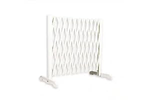 Outiror - Barrière en PVC Blanc - Barrière Extensible jusqu'à 1,50 mètre - Hauteur 90 cm - Barrière Rétractable Idéale pour Le Jardin