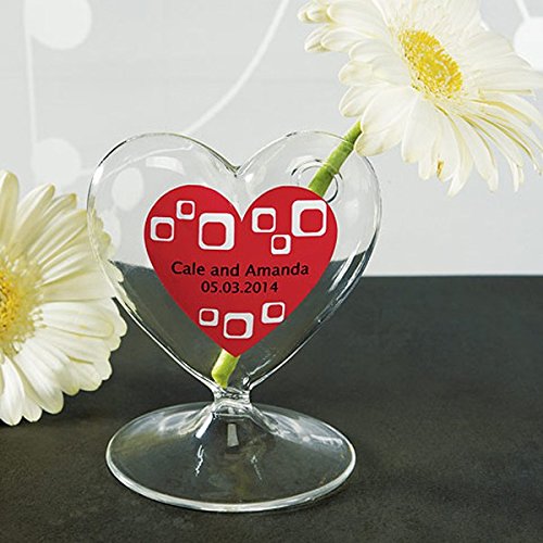 4 Stück Herzvase Herzständer Glasvase Herz 8 x 9 cm – Gastgeschenk Tischkarte Dekoration – 8961 - 2