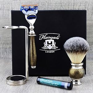 Haryali London 5 Edge Shaving Razor With Synthetic Badger Hair Brush, Stand and Alum Perfect Shaving Kit For Mens - Image 3