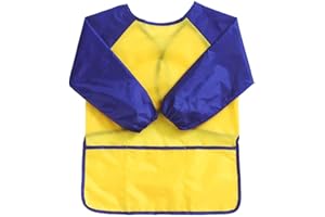 KIMMAX Grembiule Pittura Bambini 3-10 Anni, Grembiulino Impermeabile Scuola con Maniche per Dipingere Scuola Asilo Cucina Casa Asilo e lavoretti Manuale