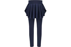 Arshiner Ragazze Leggings con Gonna a Vita Alta Pantaloni Sportivi Elasticizzati Tempo Libero Gonna da Tennis Increspato Lunghi Leggings Sportivi per Bambini 5-14 Anni