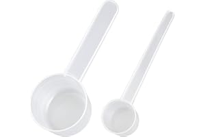 NTGRTY 2 cucharas medidoras de 40 ml, 5 g, cucharas medidoras transparentes con escala de 10 ml, 20 ml, 30 ml, 40 ml y 2 g, 3 g, 4 g