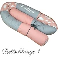 Premium Baby Bettschlange - Nestchen mit wundervoller Stoffauswahl in verschiedenen Längen, wählbar mit Wunschname