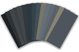 zoerbufan 15 Piezas Papel de Lija 230 x 93 mm, Lija Madera Seco/al Agua Grano de 80 a 3000 para Pulir de Coche, Metal, Madera, Muro, Masilla de Carrocero Coche
