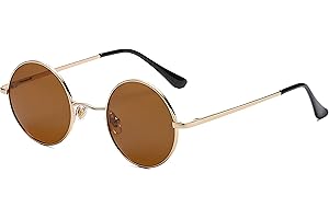 LHSDMOAT Retro Small Round Polarized Men Women Sunglasses, Vintage 60s 70s Lennon style Hippie Sun Glasses, UV400 Trendy Carnival Circle Shades