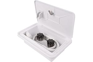 Fiacvrs - Kit box doccia per camper e camper, resistente alle intemperie, per esterni e per doccia con rubinetto, accessori e accessori per esterni con serratura e chiave, colore: Bianco