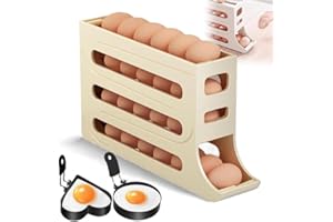 TOTONY Eierbehälter für Kühlschrank, Große Kapazität Eierhalter für 30 Eier, Eier Aufbewahrung, Automatisch Rollender Eierhalter, Kühlschrank Organizer für Eieraufbewahrung, Eier-Frische-Aufbewahrungsbox