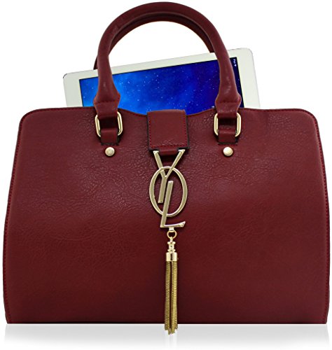 KUKUBIRD GOLD DRAPE FAUX LEATHER DESIGNER TOTE HANDBAG - BEIGE