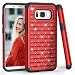 Produktbild HanLuckyStars Kompatibel mit Samung Galaxy S8 Plus Hülle, Handyhülle S8 Plus, Glitzer Bling Kristall Strass Diamant TPU Case Hybrid Bumper Stoßfest Rutschfest Hardcase Schutzhülle, Rot