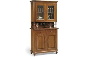 Mar.c.a. Design, Alacena de Cocina, Vitrina Salon de Madera, Nogal Oscuro - Mueble Salón y Mueble Cocina de Estilo Clásico - Libreria Estanteria de Vidrio Multiuso 104x43x218H - Made in Italy