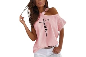 ORANDESIGNE Camiseta con Estampado de Corazones para Mujer Manga Corta sin Hombro Blusas Camisa Suelto Verano Sexy T-Shirt Tops