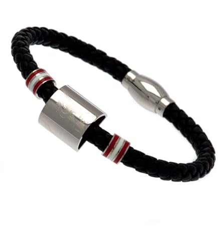 Bracelet Coulissant Liverpool FC En PU, Bouclier Argenté – Accessoire Officiel Pour Supporters