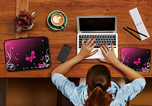 PEDEA Design Tablet PC Tasche 10 1 Zoll  25 6cm  mit Design Mauspad  Butterfly