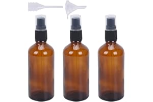 FOGAWA 3pcs Marrone Bottiglie Spray Vetro Flacone Spray Atomizzatore da 100ml Set di Contenitori da Viaggio con Vaporizzatore Fine Imbuto e Spruzzatore Pompa per Cosmetici Profumo Detergenti e Alcool