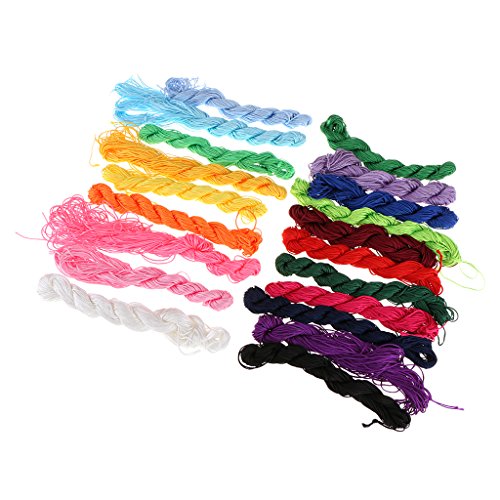 MagiDeal 20pcs 28 Meter x1 mm Geflochtenes Chinesisch Verknoten Makramee Satin Schnur