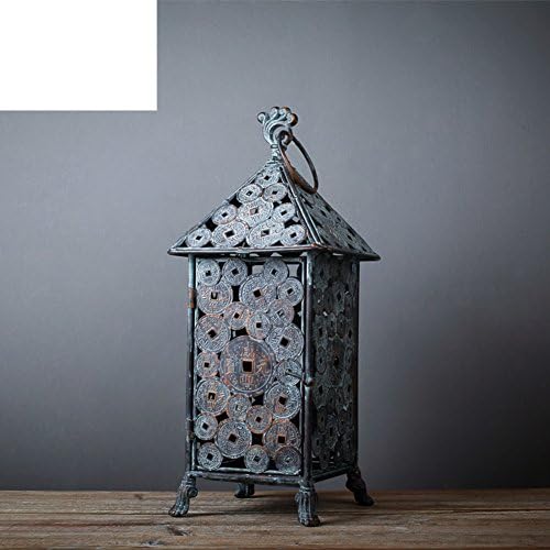 classic mix and match vintage candlestick Copper cash coins distressed iron candle holder