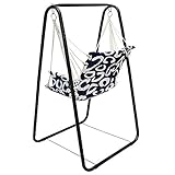 Hängesesselgestell mit Hängestuhl | Schaukel für Kinder und Erwachsene | Komplettset Metall-Gestell mit Hängesitz in Blau | für Innen und Außen - 6