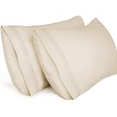Lirex 2-Pack Pillowcases 1800 Thread Count, Size 50cm x 75cm Soft Brushed Microfibre, Breathable Wrinkle Free and Machine Was
