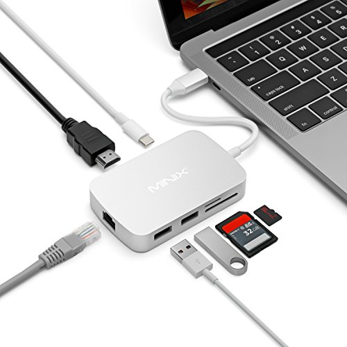 MINIX NEO C-X, USB-C Multiport Adapter mit HDMI – Silber [10/100Mbps Ethernet] (Kompatibel mit Apple MacBook and MacBook Pro). Direkt von MINIX® Technology Limited.