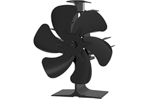 weareok Ofenventilator Kamin Ventilator Kaminventilator Kaminbesteck Lüfter für Kaminofen Holzofen Pelletofen ohne strom Leiser Betrieb mit Thermometer Wärmebetriebener Ventilator (Einzelner Kopf)