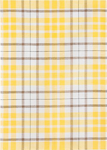 3er Pack Kracht Halbleinen Geschirrtuch 50×70 Blockkaro 2-900 (14 gelb) - 2