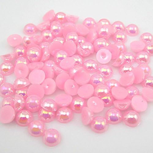 MajorCrafts® 500pcs 5mm Light Pink AB Flat Back Half Round Resin Pearls C07
