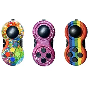3 Pieces Fidget Pad Colorful Fidget Controller Pad Handheld Fidget Game Pad Fidget Packs Anxiety Stress Relief for ADHD ADD OCD for Kids and Adults