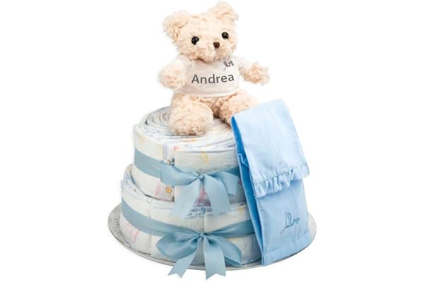Gâteau Couches Chic- BebeDeParis-bleu- coffret cadeau bébé- bouquet de layette -bouquet de naissance | BebeDeParis
