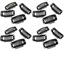 JAGTEK U Shape Snap Clip For Hair Extension, Wigs - Black - 12Pcs